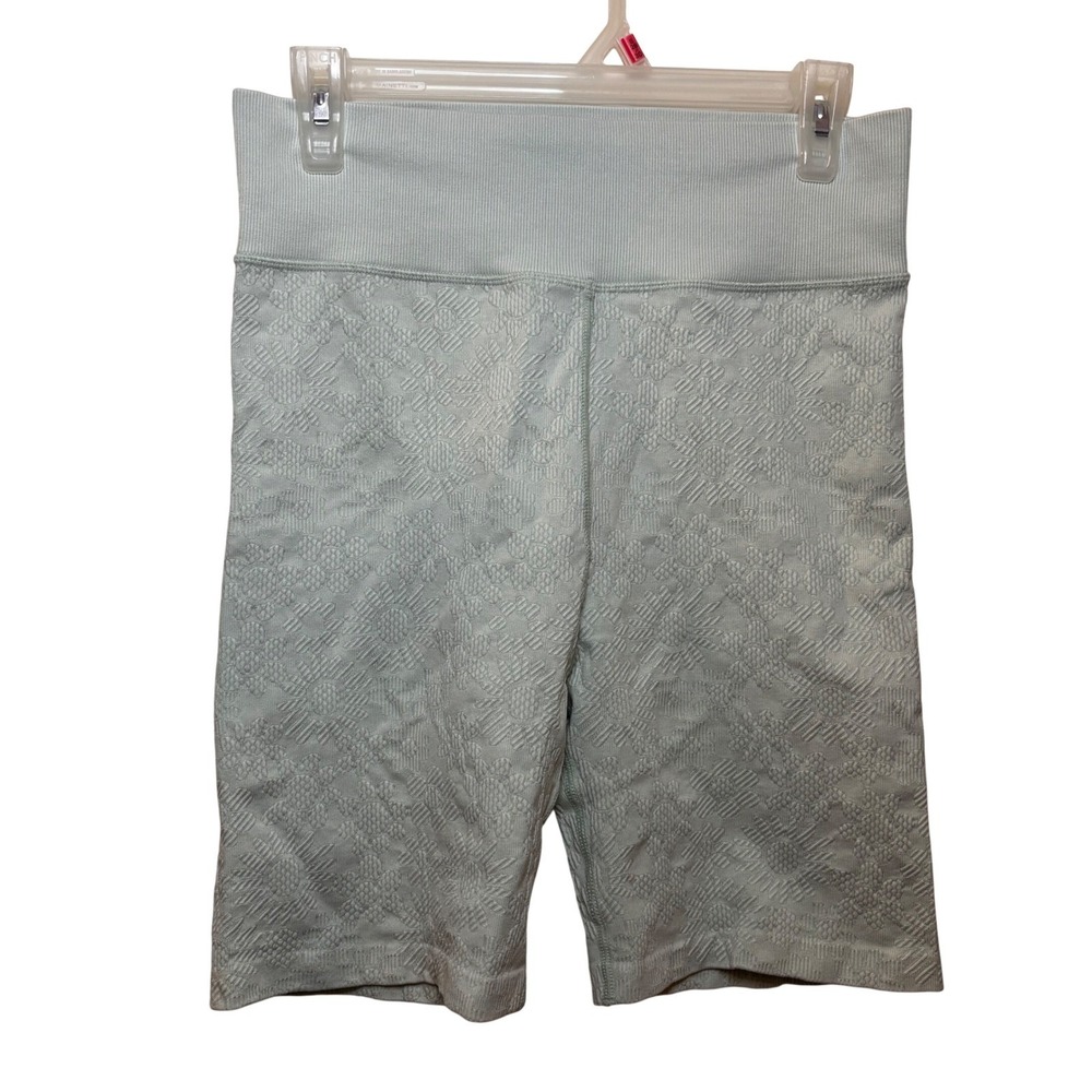 Offline‎ by Aerie Women's Bike Shorts Large Hi Rise Textured Light Blue Green
